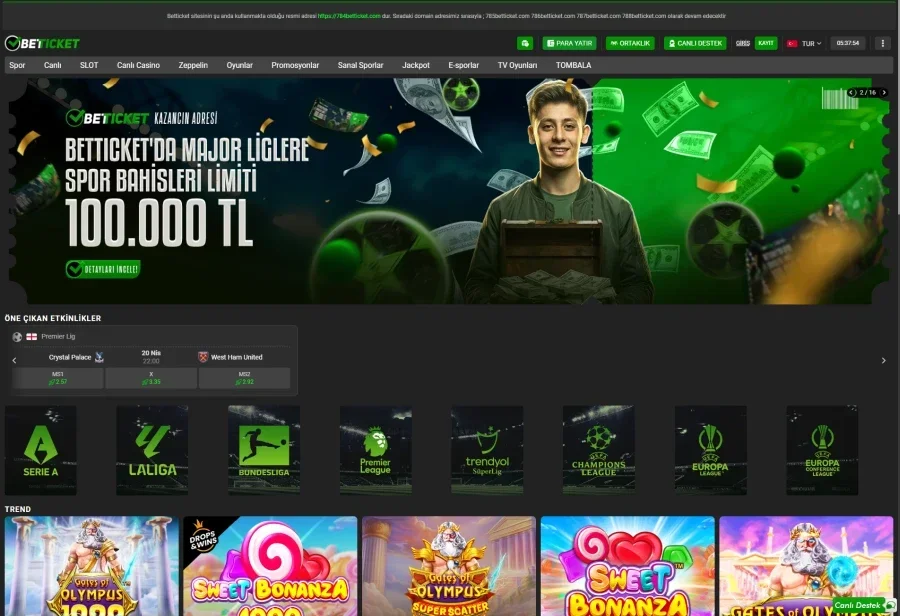Betticket arayüz görüntüsü