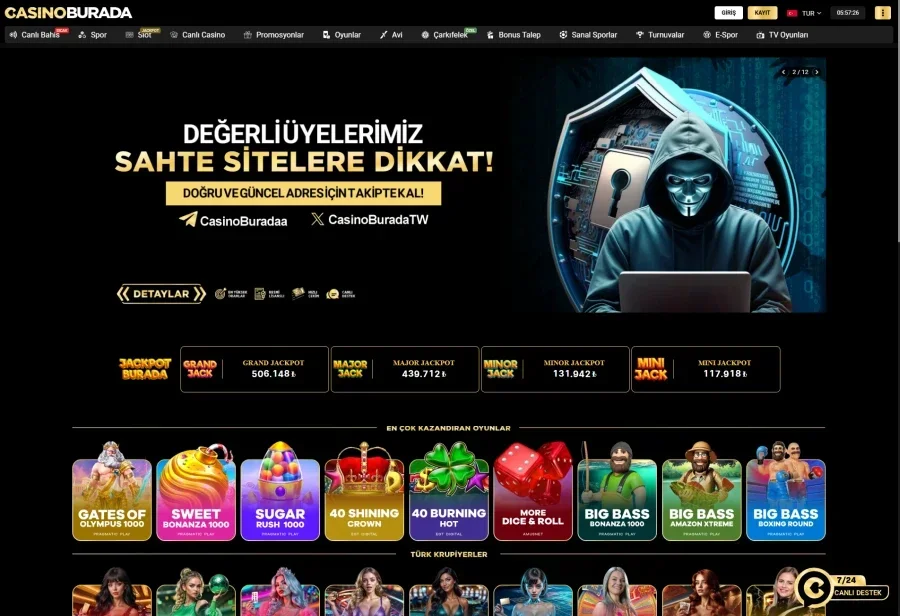 Casino Burada arayüz görüntüsü