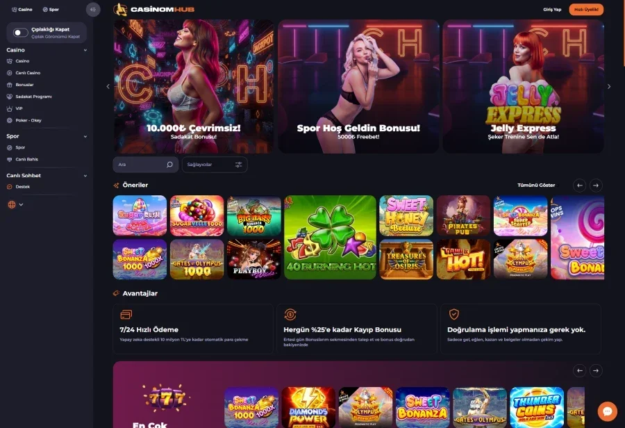 Casinomhub arayüz görüntüsü