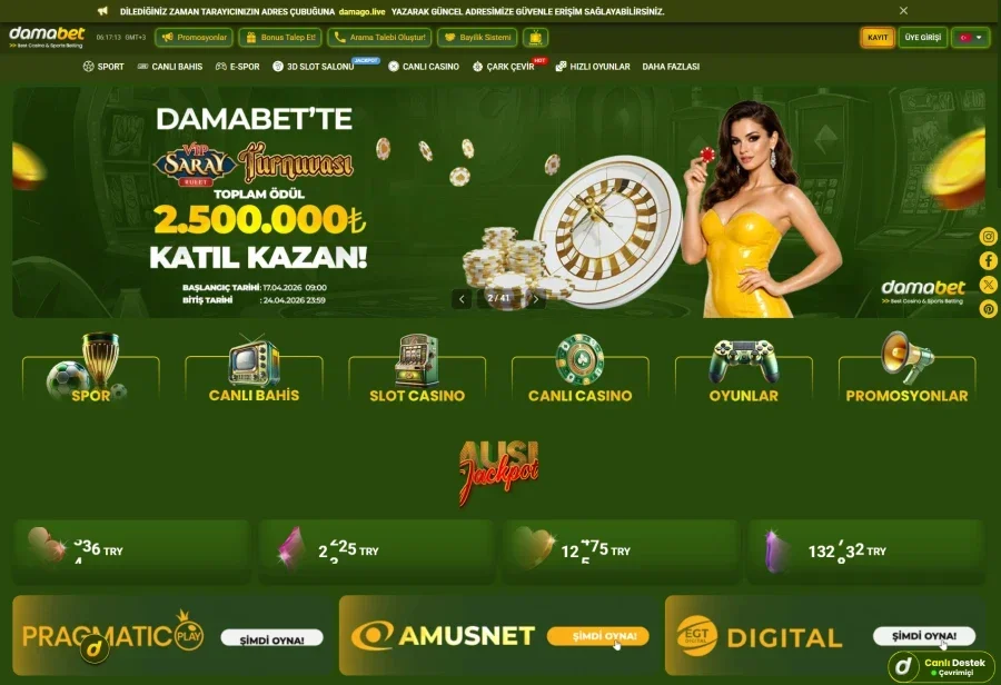 Damabet arayüz görüntüsü