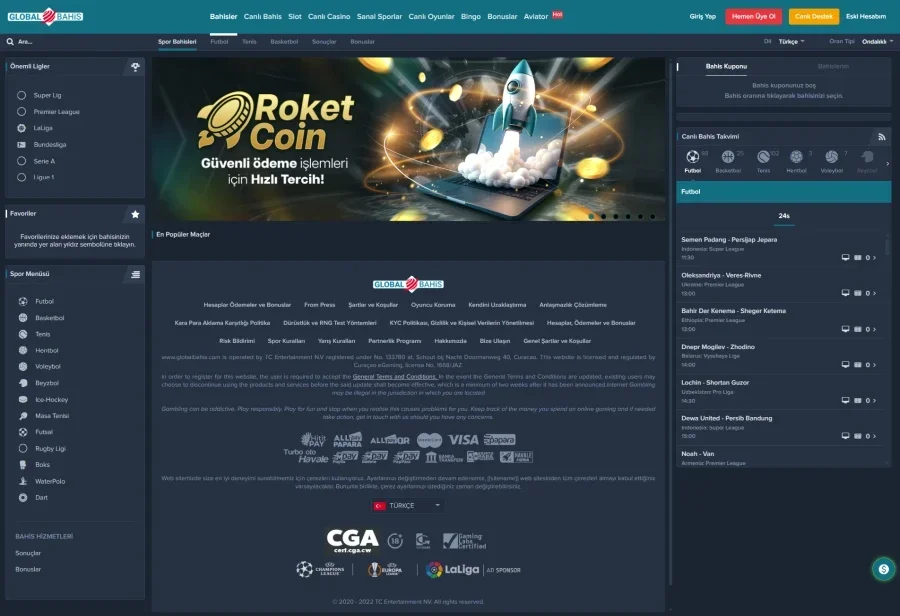 Globalbahis arayüz görüntüsü