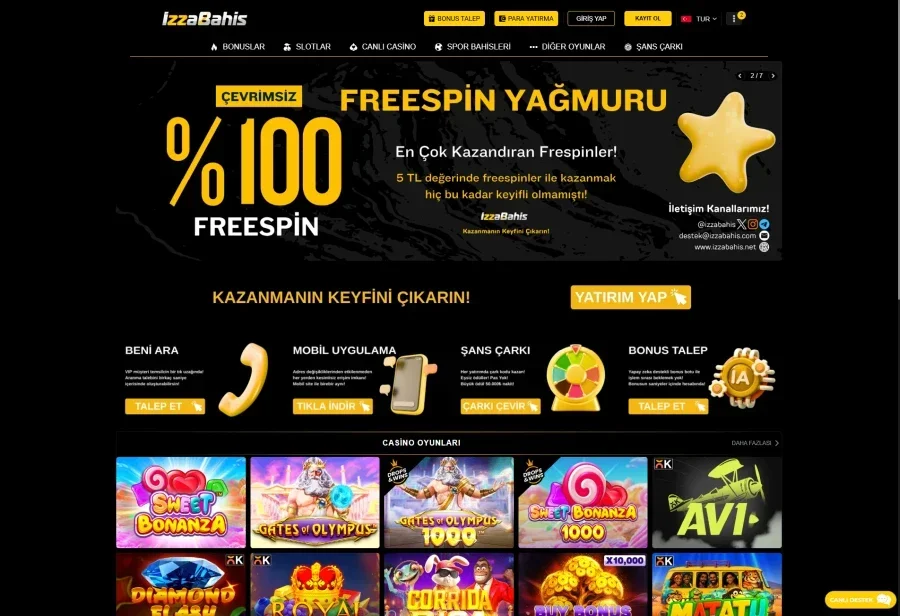 İzzabahis arayüz görüntüsü