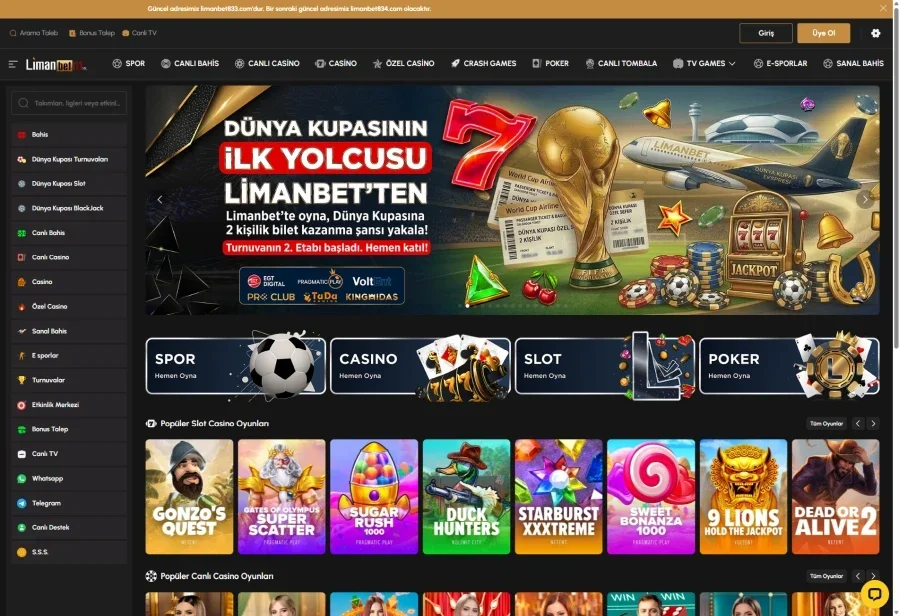 Limanbet arayüz görüntüsü