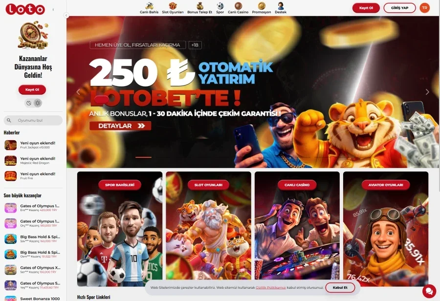 Lotobet arayüz görüntüsü