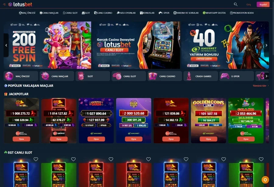 Lotusbet arayüz görüntüsü