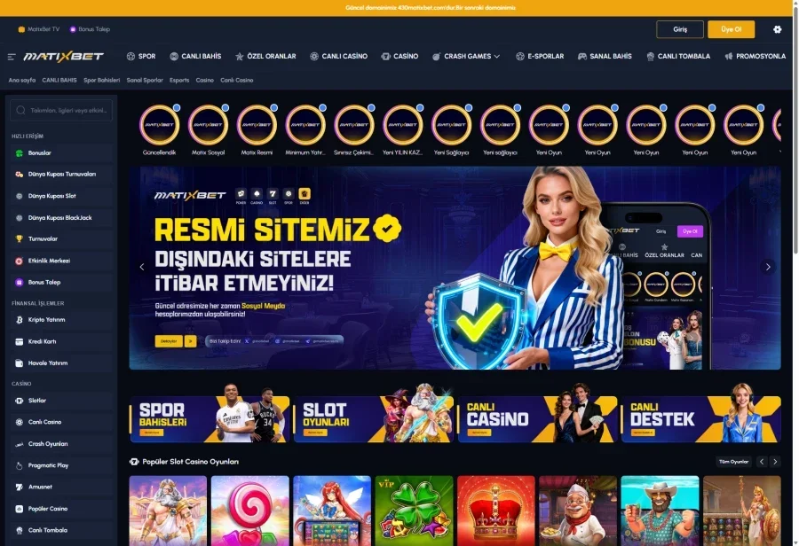 Matixbet arayüz görüntüsü