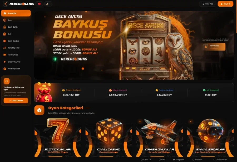 Nerede Bahis arayüz görüntüsü