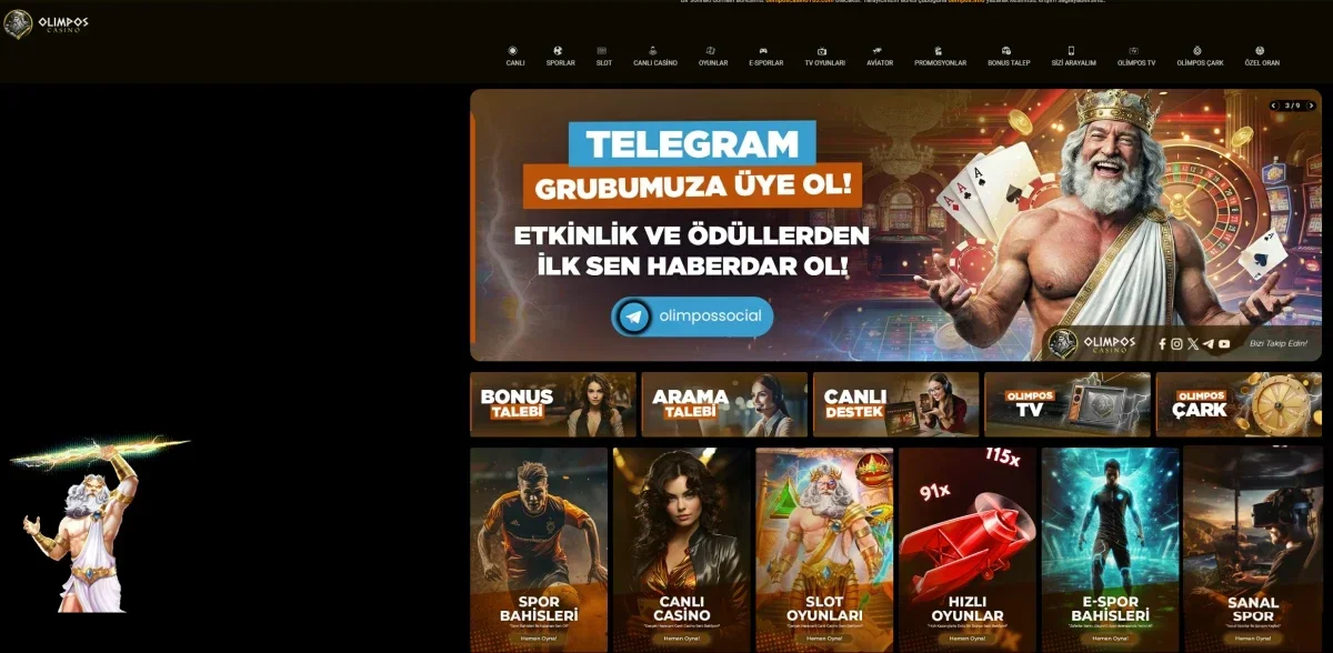 Olimpos Casino arayüz görüntüsü