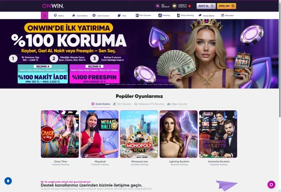 Onwin arayüz görüntüsü