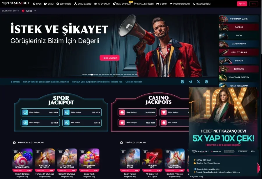 Pradabet arayüz görüntüsü