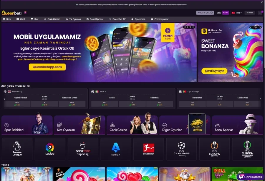 Queenbet arayüz görüntüsü