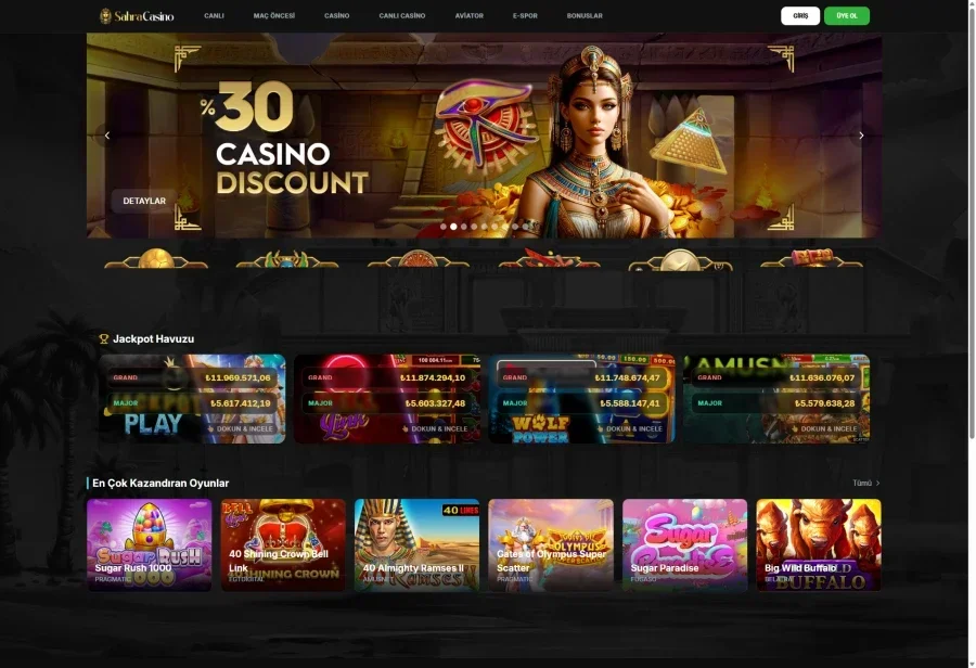 Sahra Casino arayüz görüntüsü