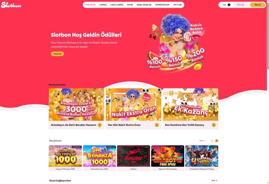 Slotbon arayüz görüntüsü