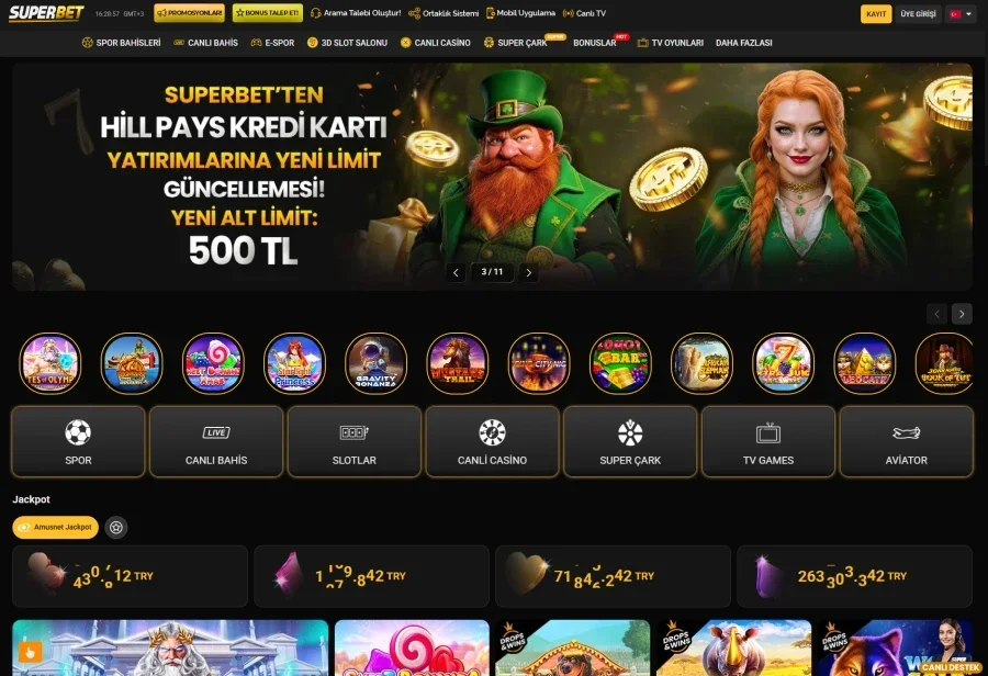 Süperbet arayüz görüntüsü