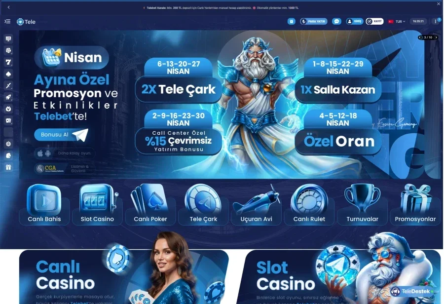 Telebet arayüz görüntüsü
