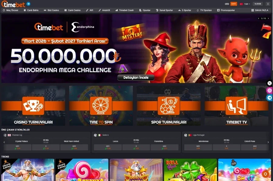 Timebet arayüz görüntüsü