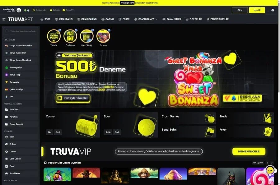 Truvabet arayüz görüntüsü