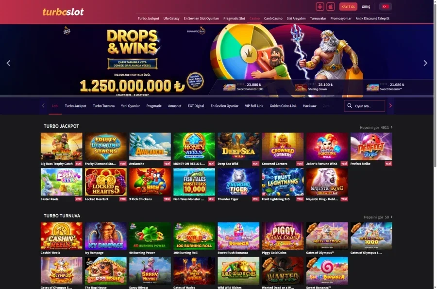 Turboslot arayüz görüntüsü