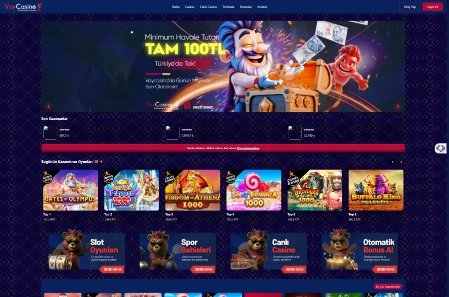 VayCasino arayüz görüntüsü