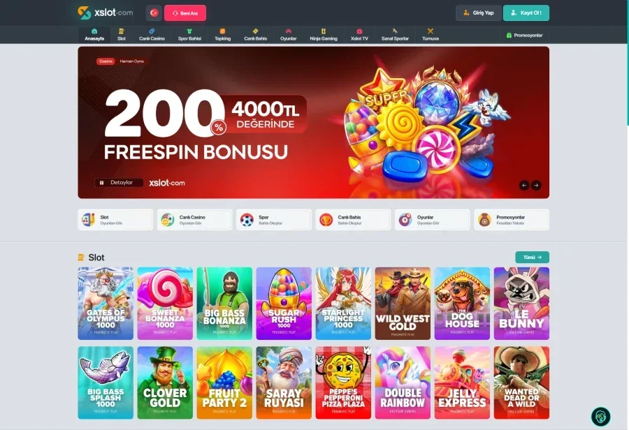 Xslot arayüz görüntüsü